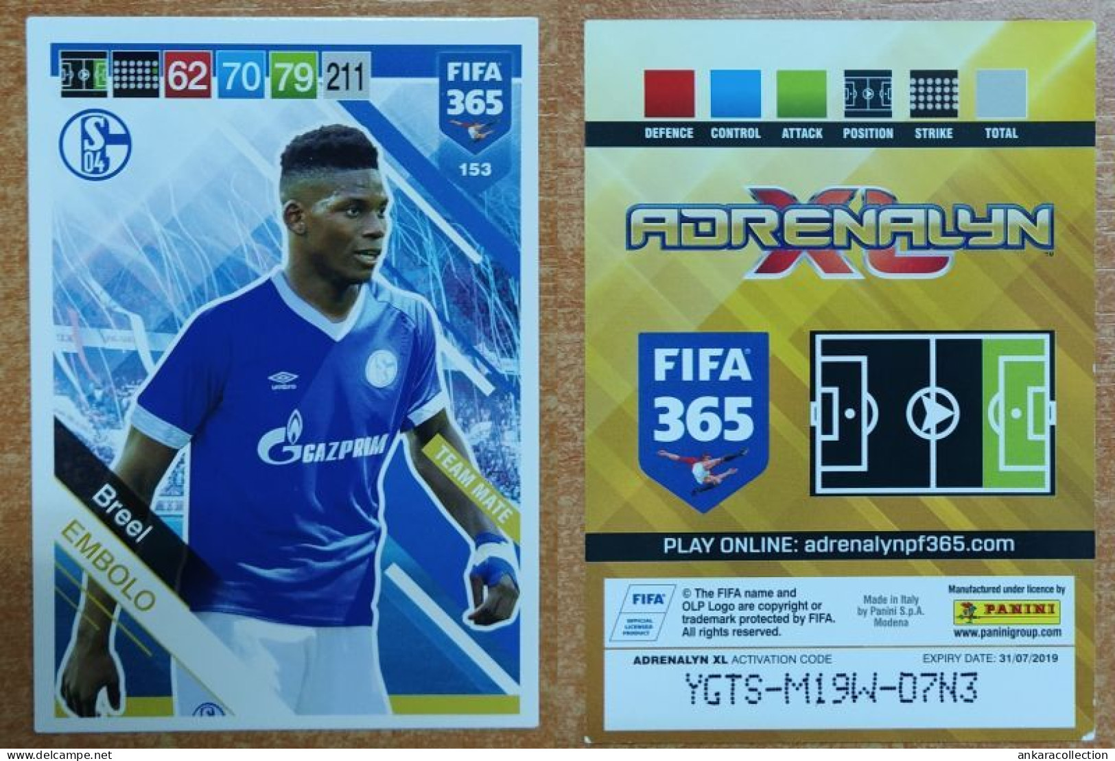 AC - 153 BREEL EMBOLO  FC SHALKE 04  PANINI FIFA 365 2019 ADRENALYN TRADING CARD - Trading-Karten