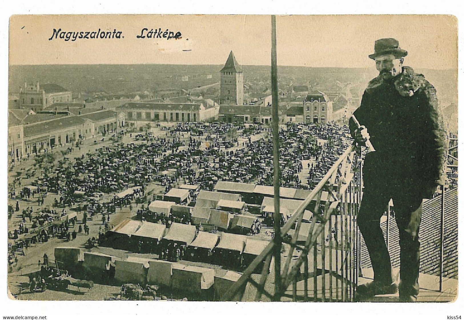 RO 82 - 2003 SALONTA, Synagogue On Left, Market, Romania - Old Postcard - Used - 1914 - Romania