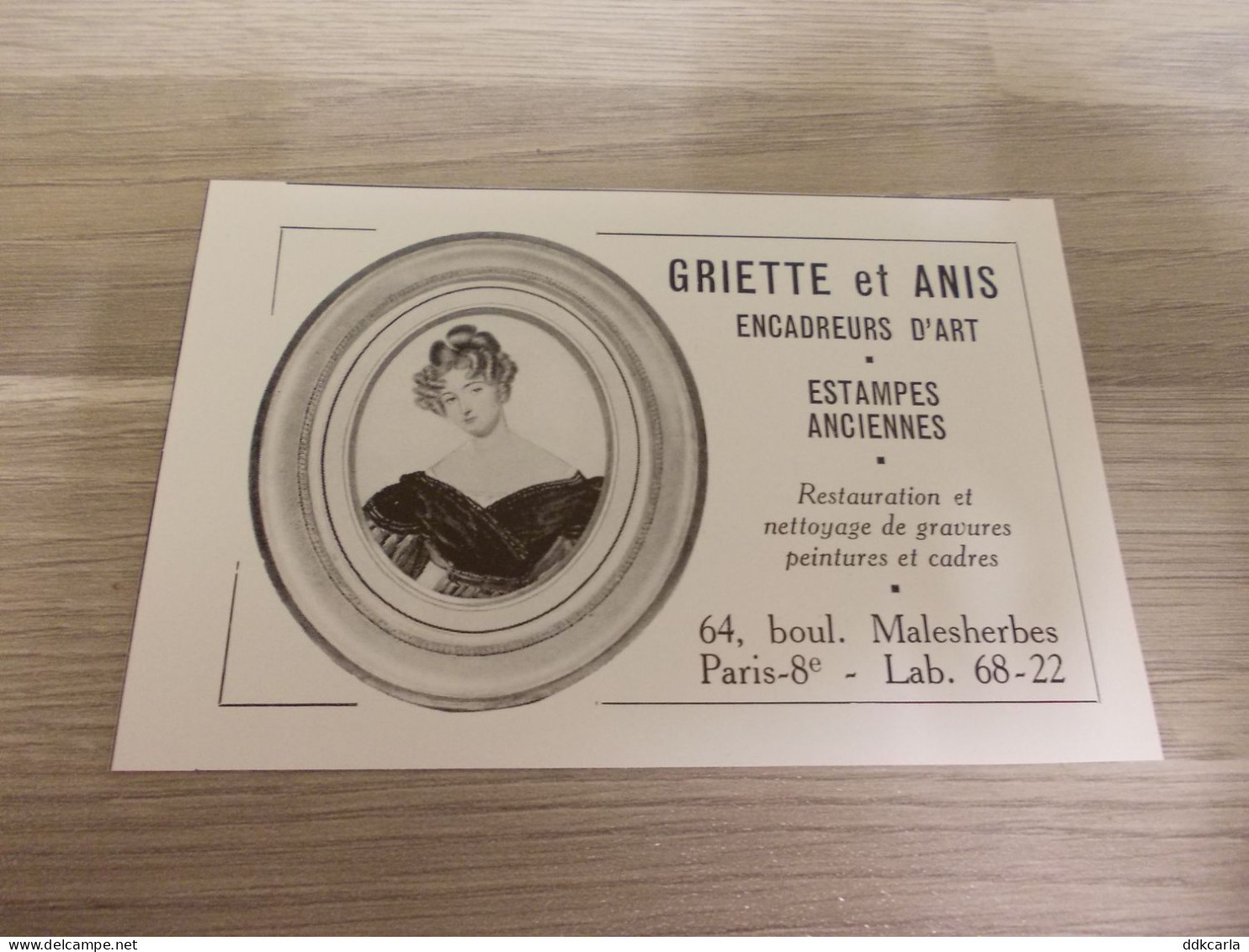 Reclame Advertentie Uit Oud Tijdschrift 1956 - Griette Et Anis Encadreurs D'Art - Malesherbes Paris - Publicités