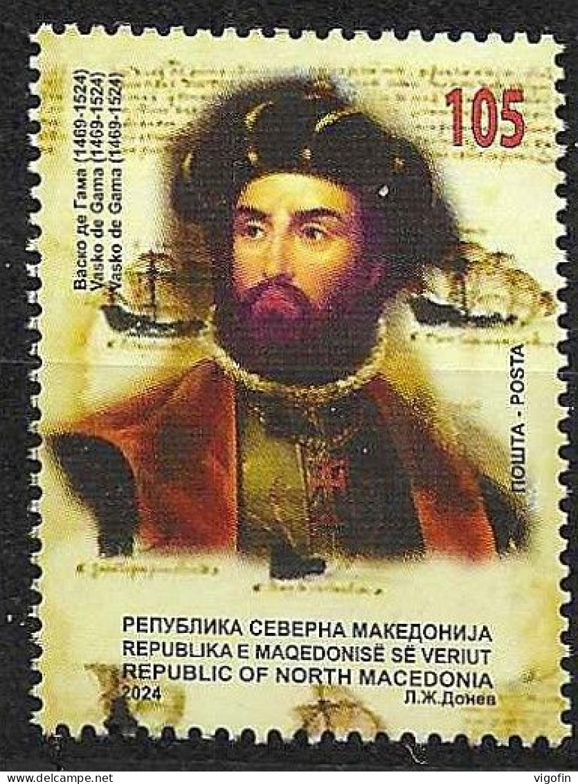 NMK 2024-04 VASCO DE GAMA, NORTH MACEDONIA, 1v, MNH - Macédoine Du Nord