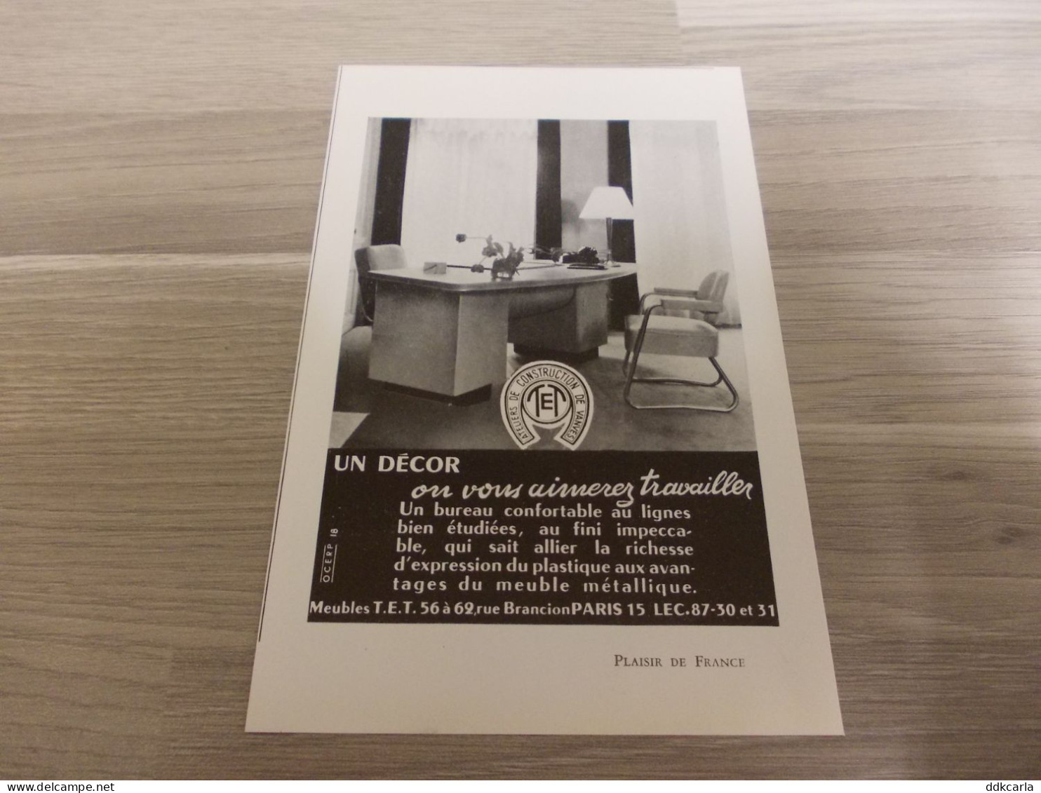 Reclame Advertentie Uit Oud Tijdschrift 1956 - Ateliers Du Construction De Vanves - Un Décor Ou Vous Aimerez Travailler - Advertising