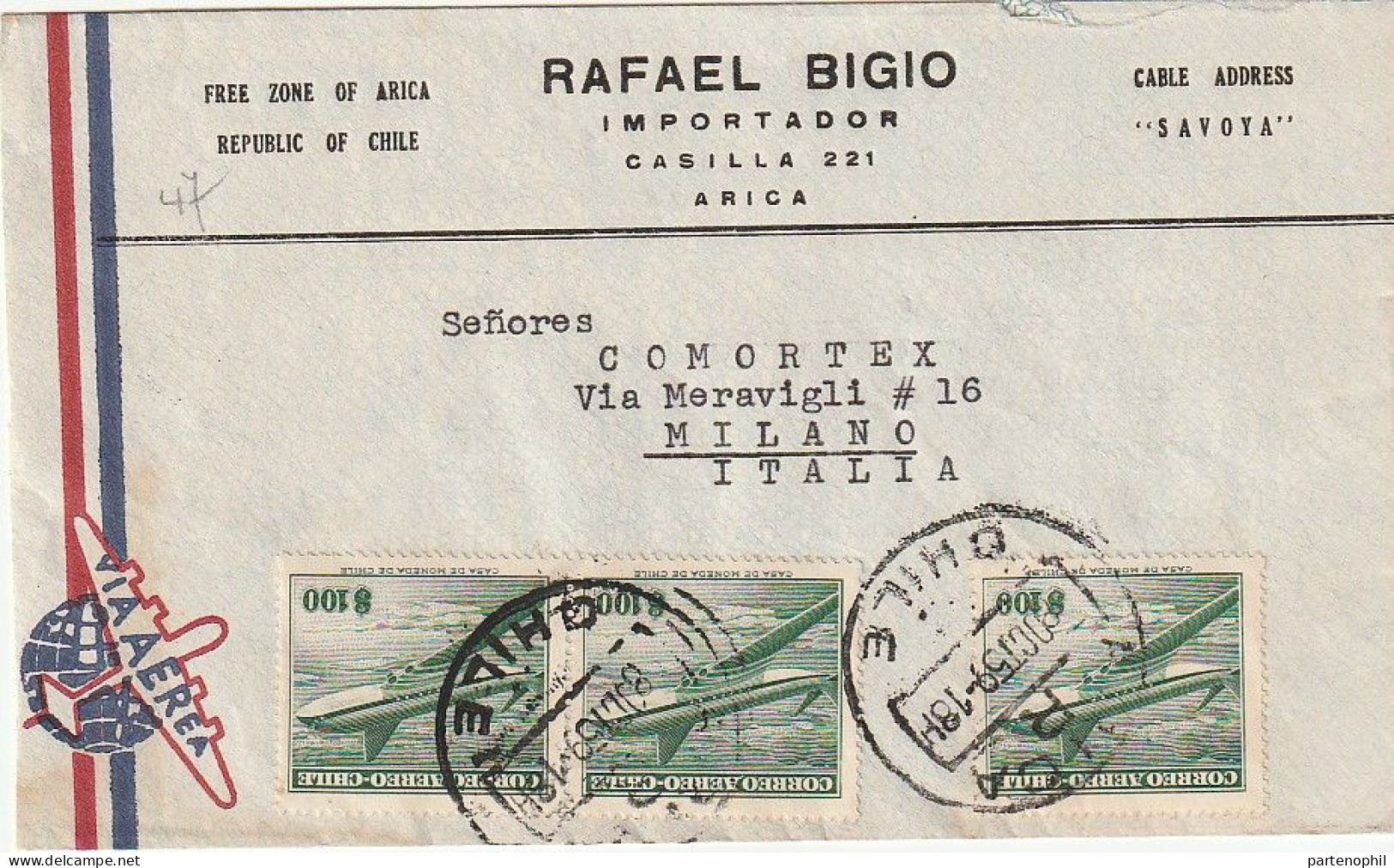 Chile 1959-  Postgeschichte - Storia Postale - Histoire Postale - Cile