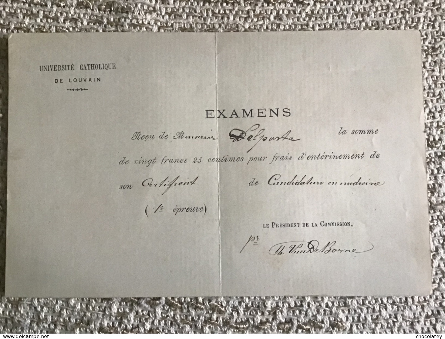 Louvain Leuven Examens Dokter Laporta Medicine 1900 - Diplome Und Schulzeugnisse