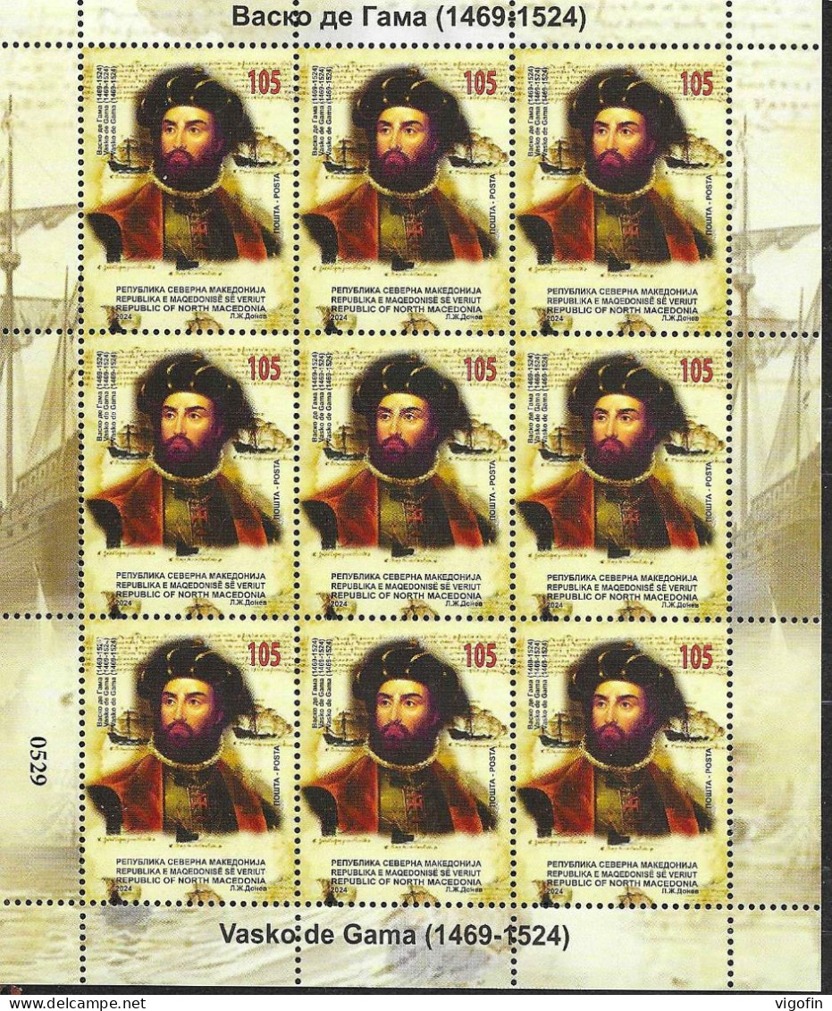 NMK 2024-04 VASCO DE GAMA, NORTH MACEDONIA, MS, MNH - Macedonia Del Norte