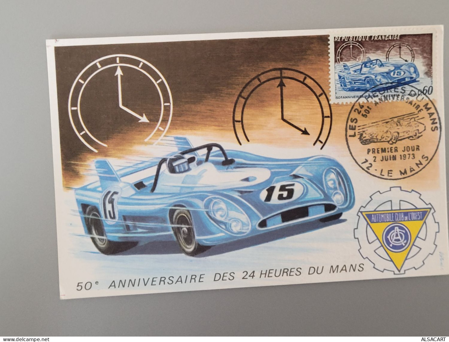 50 Ieme Anniversaire Des 24 Heures Du Mans , Carte Maximum 1973 - Le Mans