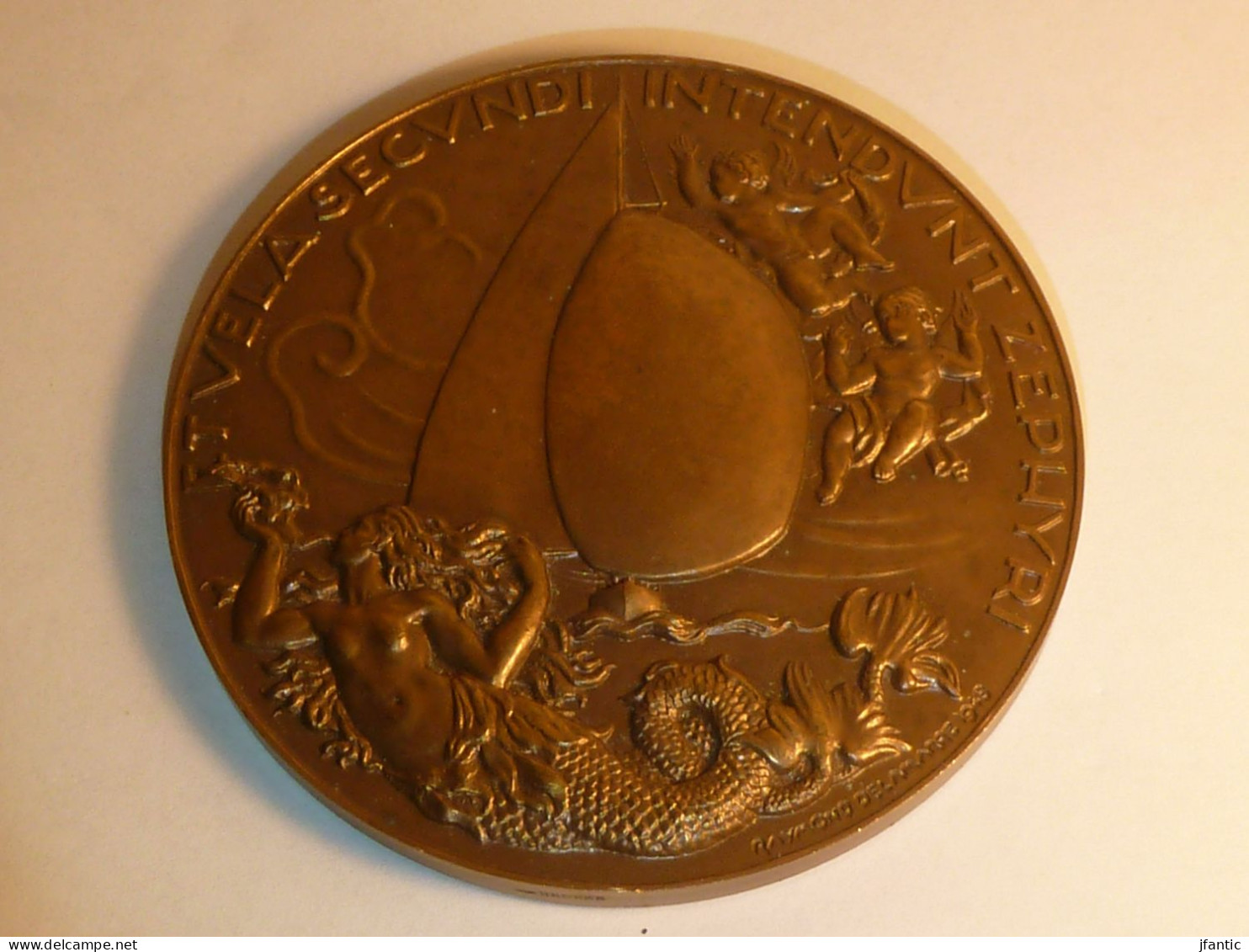 Raymond Delamarre, 1948, Yachting , Bronze, Médaille Ancienne En Bronze, à Gale Buccaneer,  Bateau, Voilier, Marine.XX è - Otros & Sin Clasificación