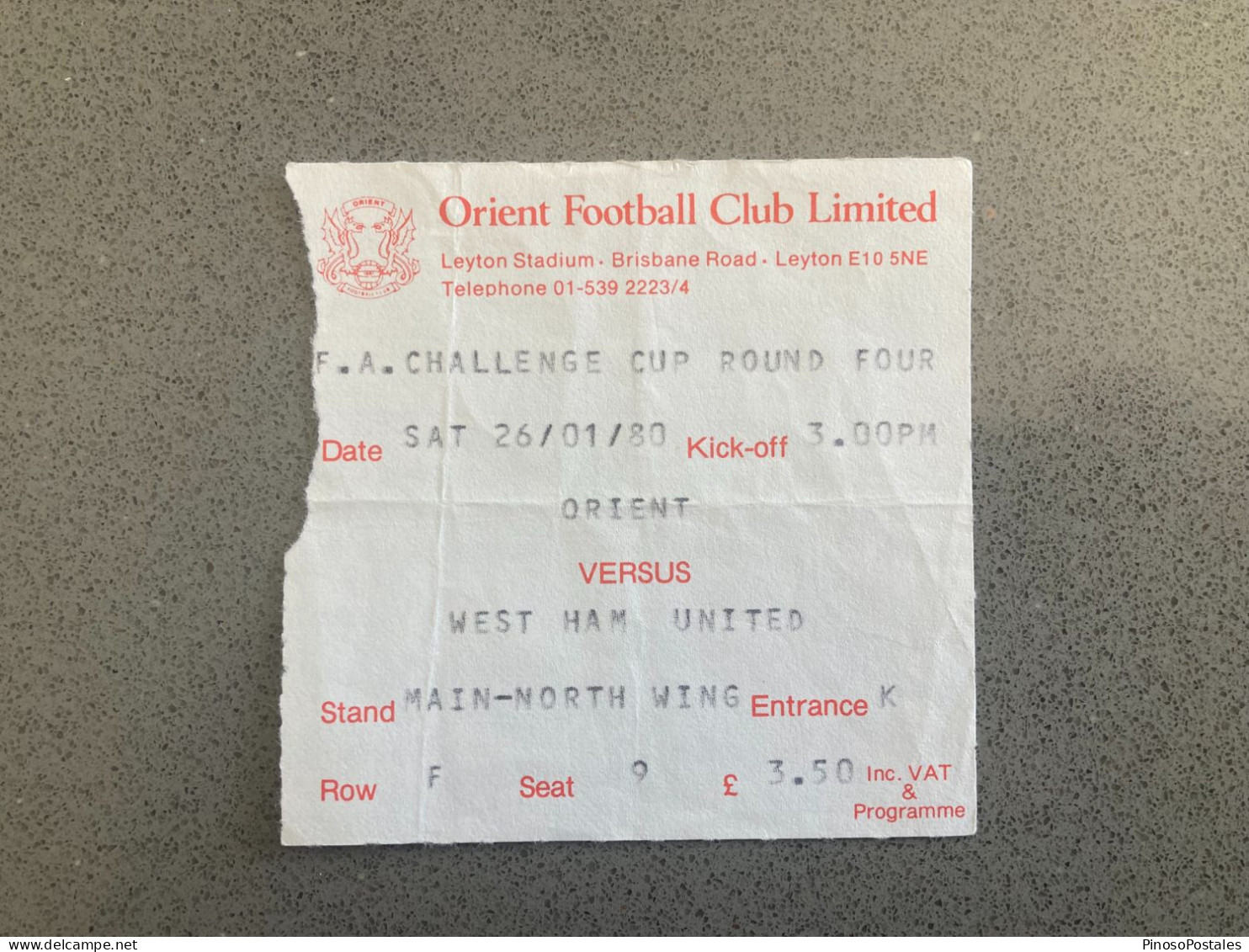 Leyton Orient V West Ham United 1979-80 Match Ticket - Tickets & Toegangskaarten