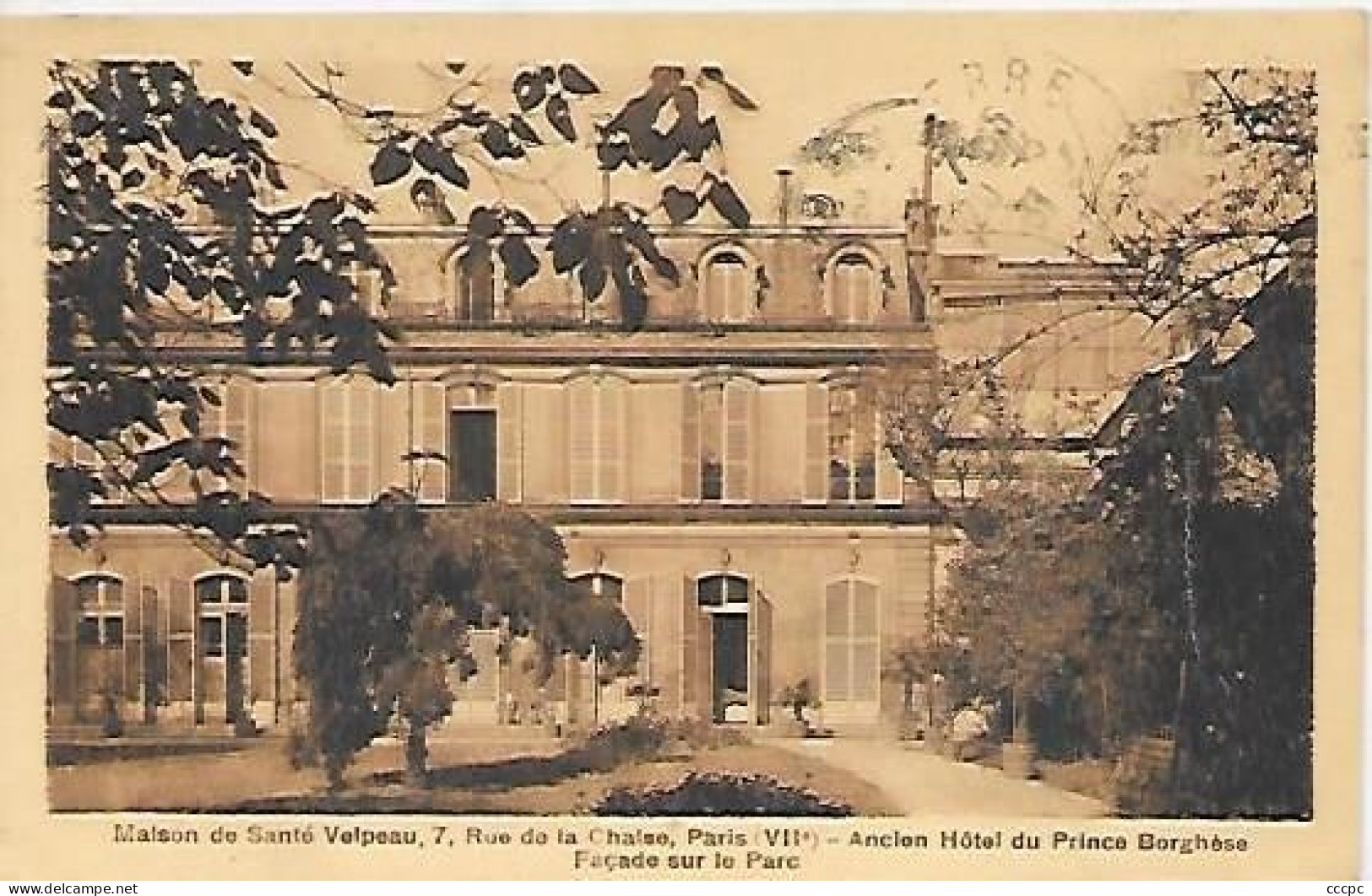 CPA Paris Maison De Santé Velpeau 7 Rue De La Chaise - Ancien Hôtel Du Prince Borghèse - Façade Sur Le Parc - Arrondissement: 07