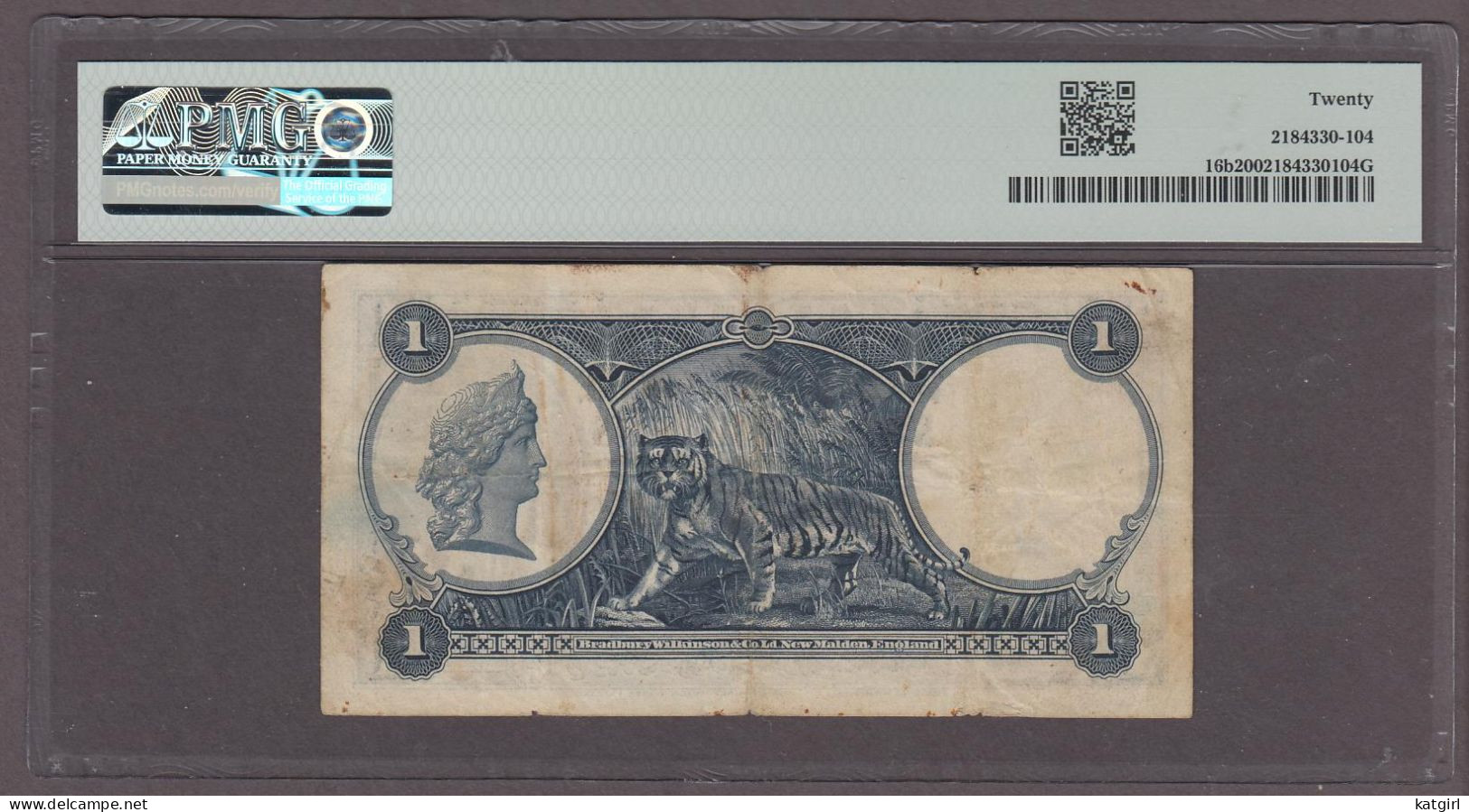 Straits Settlements / British Administration 1 Dollar Banknote P-16b ND 1935  Very Fine PMG 20 - Sonstige – Asien