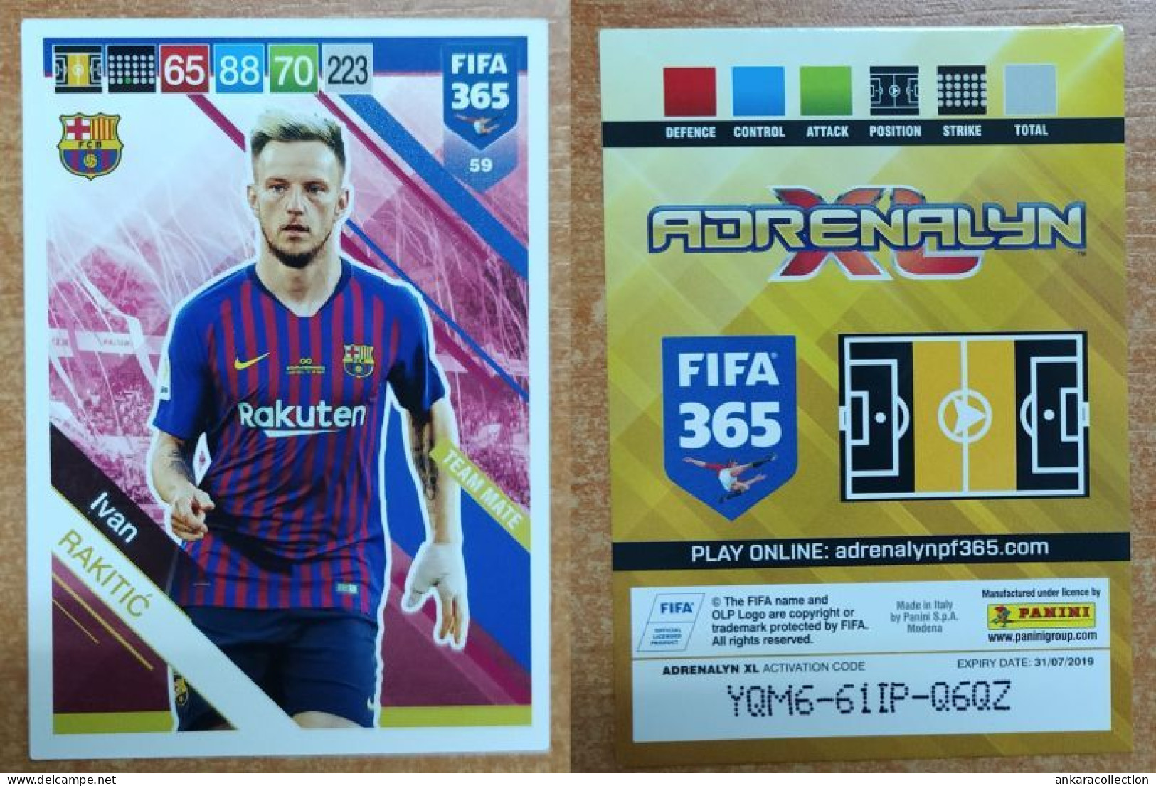 AC - 59 IVAN RAKITIC  BARCELONA  PANINI FIFA 365 2019 ADRENALYN TRADING CARD - Trading-Karten