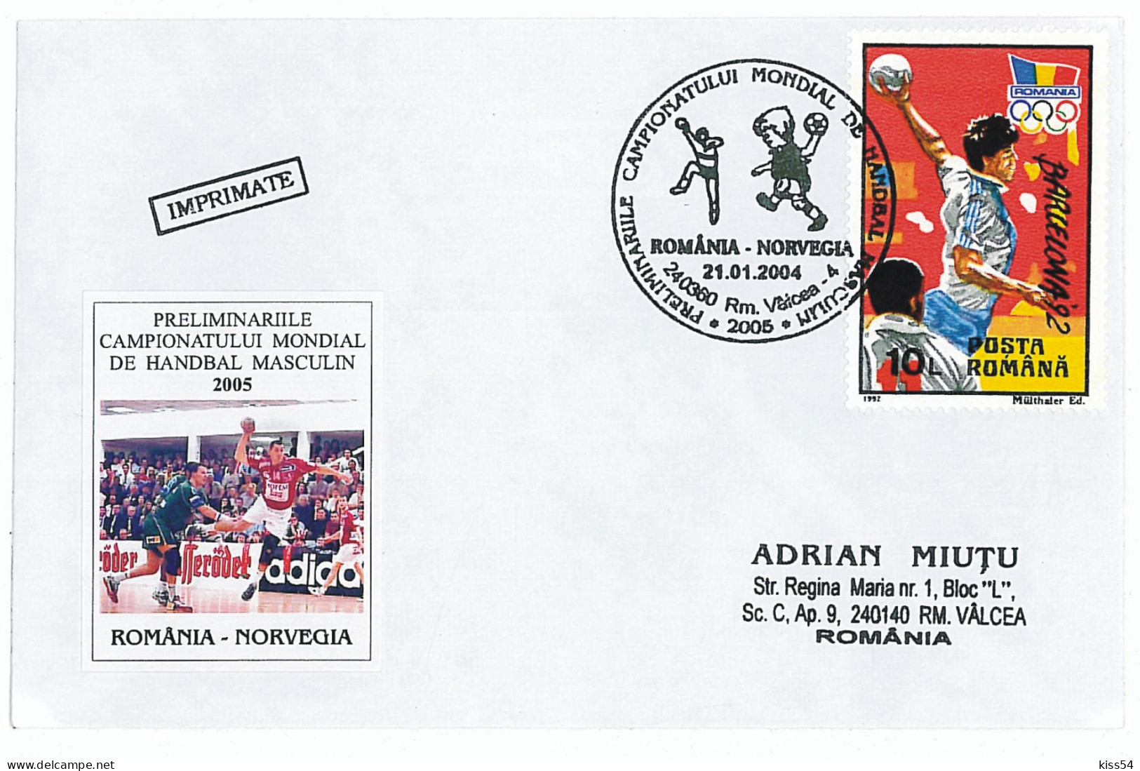 COV 65 - 391 HANDBALL, Romania-NORWAY - Cover - Used - 2004 - Cartas & Documentos