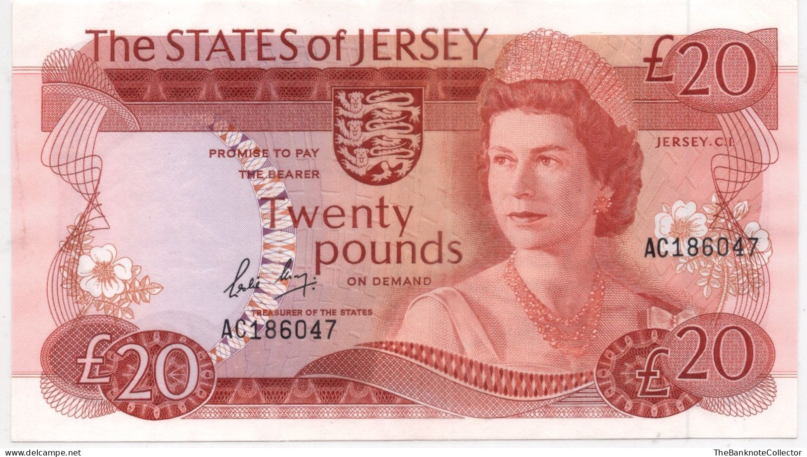 Jersey 20 Pounds ND 1976-1988 P-14 Leslie May Sign QEII UNC - Jersey
