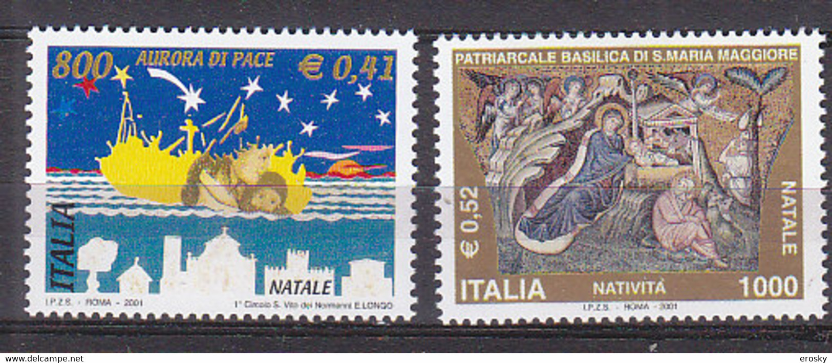 Y1481 - ITALIA Ss N°2577/78 - ITALIE Yv N°2530/31 ** NOEL - 2001-10: Neufs