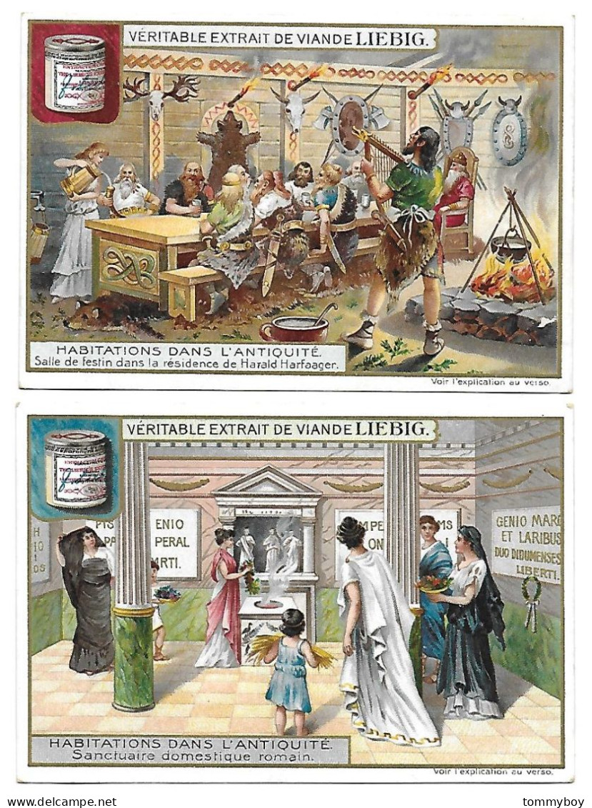 S 875, Liebig 6 Cards, Habitations Dans L'antiquité (ref B23) - Liebig