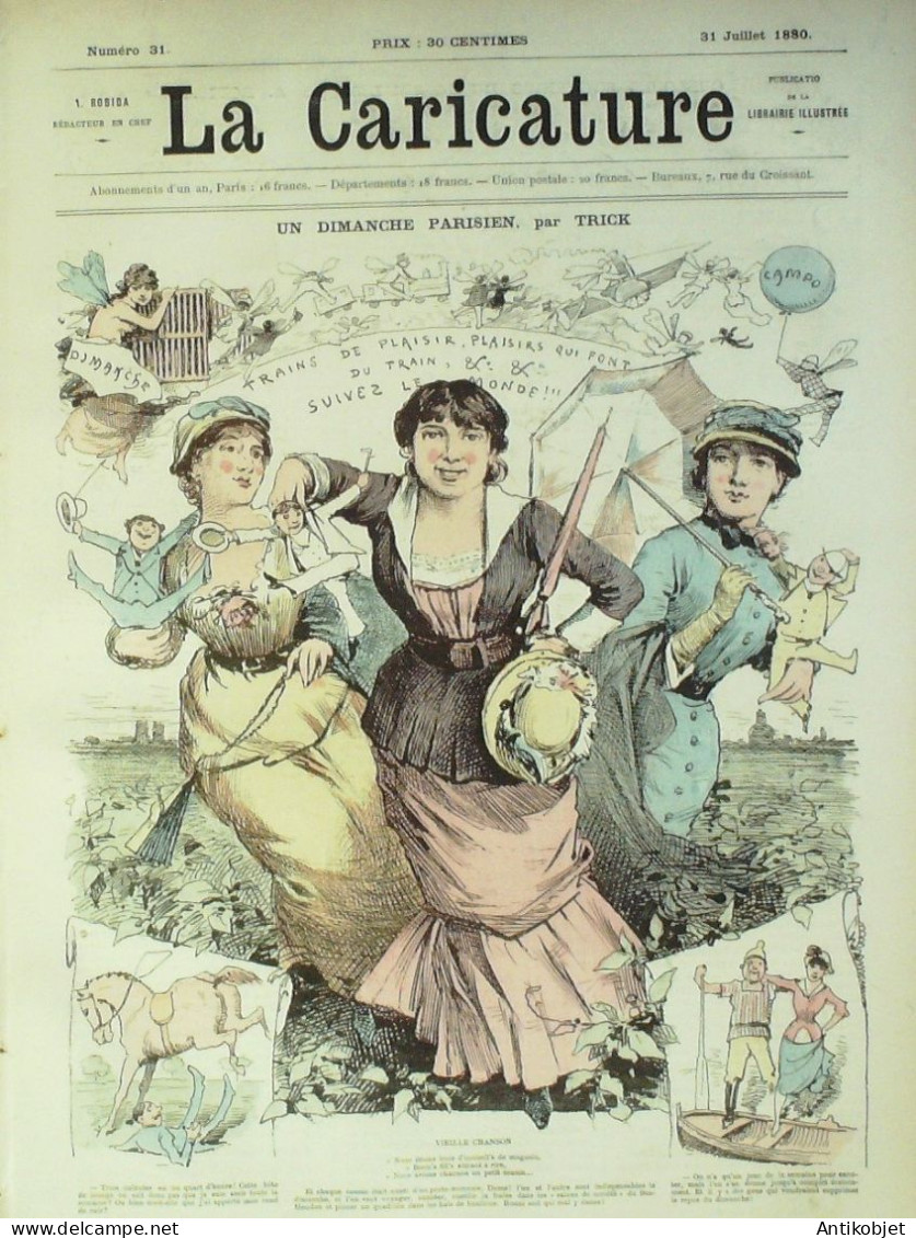 La Caricature 1880 N°  31 Dimanche Parisien Trick Robida Quidam - Magazines - Before 1900