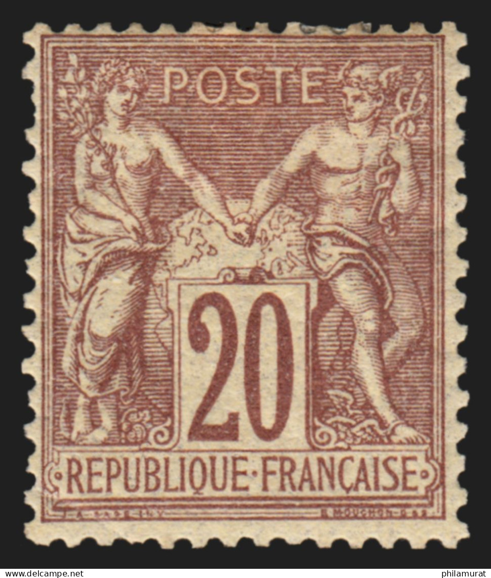 N°67, Sage 20c Brun-lilas, Type I (N Sous B), Neuf * Avec Charnière Forte - 1876-1878 Sage (Tipo I)