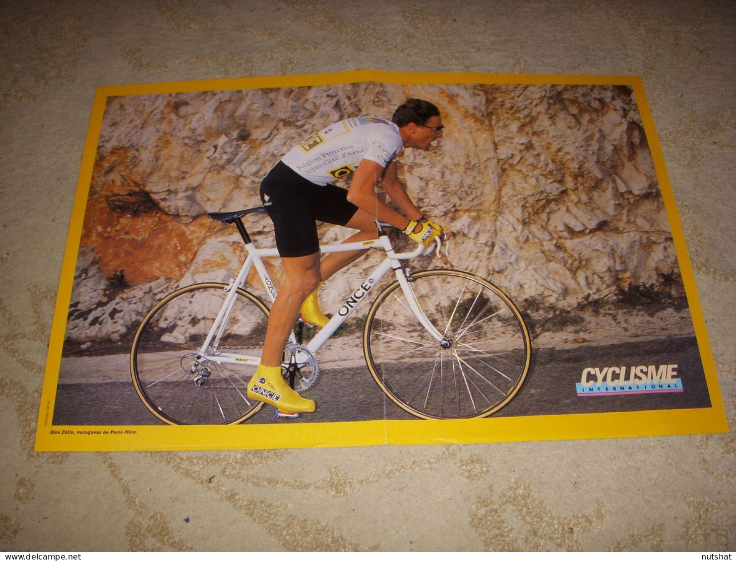 CYCLISME POSTER Alex ZULLE ONCE MAILLOT BLANC VAINQUEUR De PARIS NICE 1993 - Sport