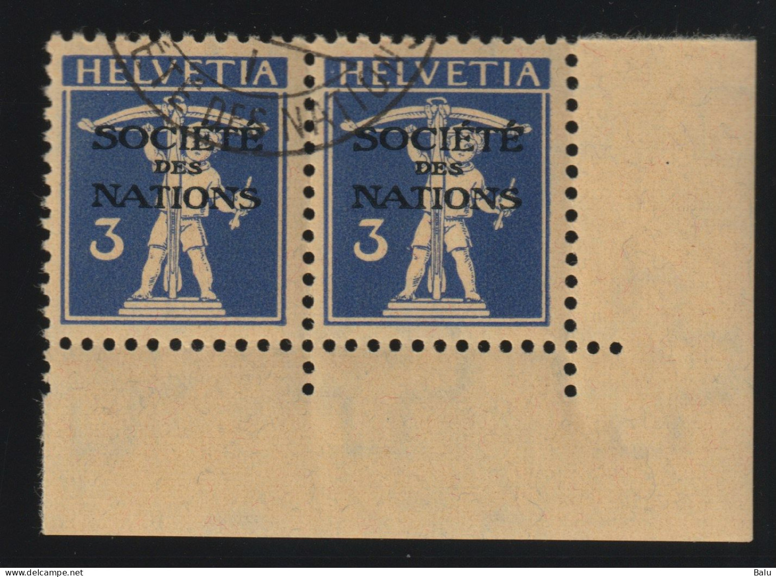Schweiz Völkerbund SDN 1927 Michel Nr. 27 Z PF II Gef.gest., Details S.u. - Dienstzegels