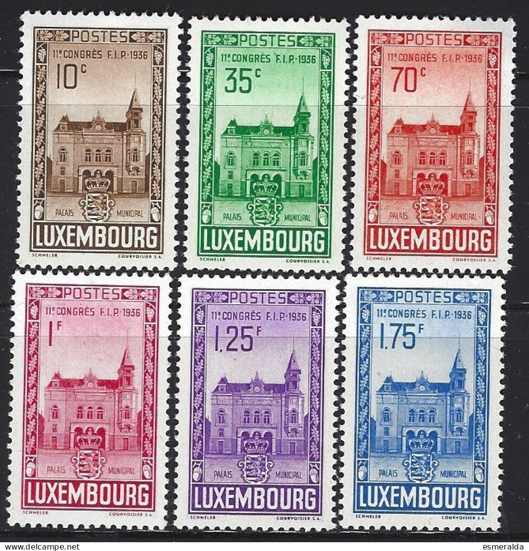 Luxembourg Yv 282/7 (285 Grain De Couleur Sur Gomme),11e Congrès De La F.I.P. 6valeurs Tous ** /mnh - Ungebraucht