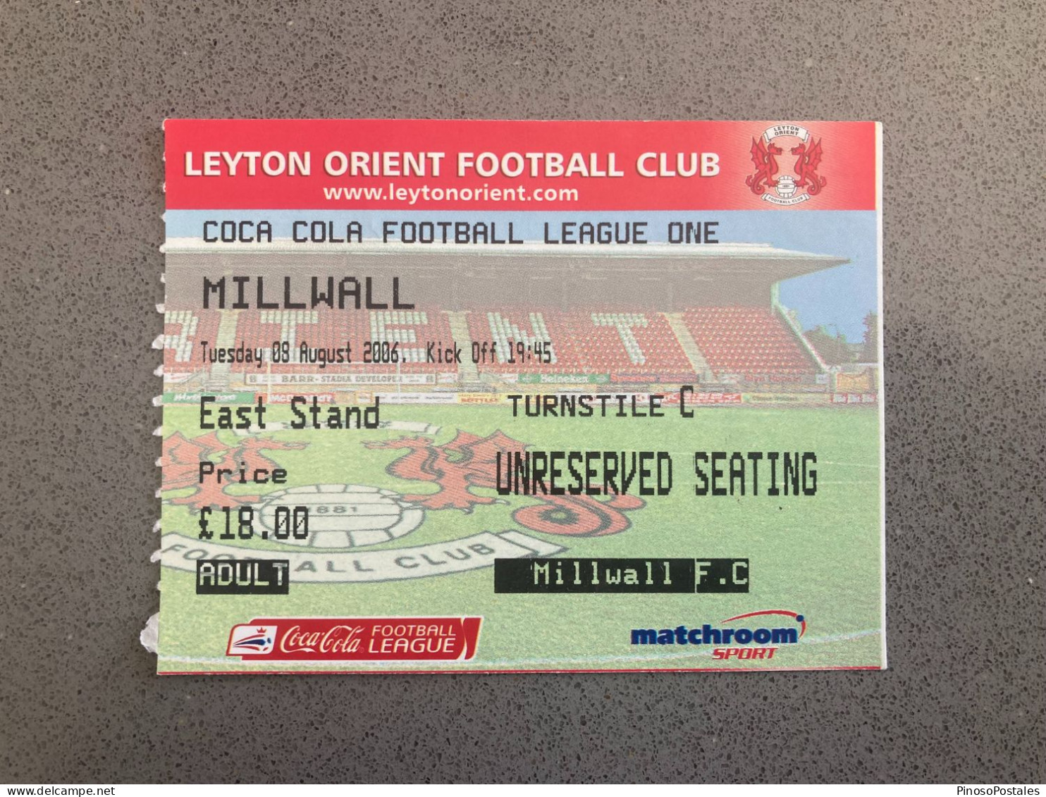 Leyton Orient V Millwall 2006-07 Match Ticket - Biglietti D'ingresso