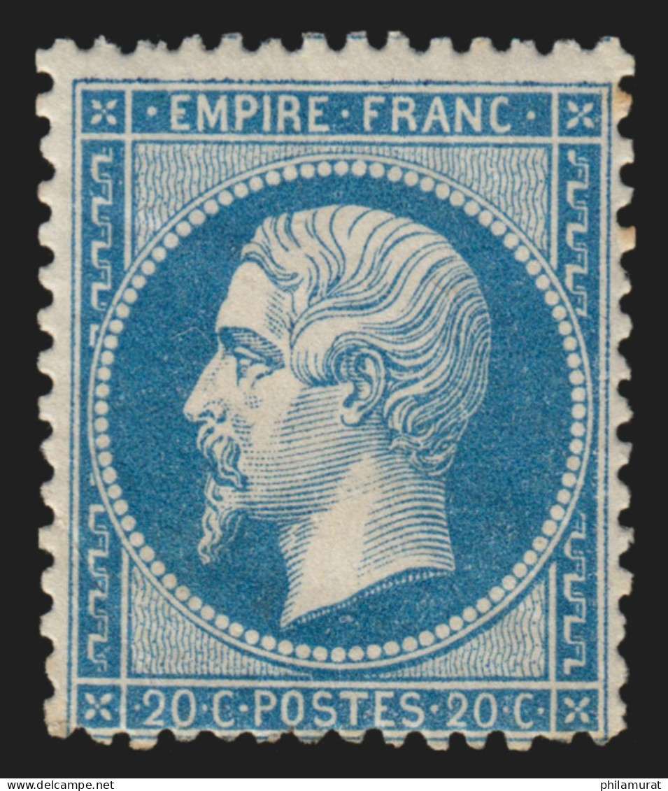 N°22, Napoléon 20c Bleu, Neuf * Avec Charnière Forte - TB D'ASPECT - 1862 Napoleon III