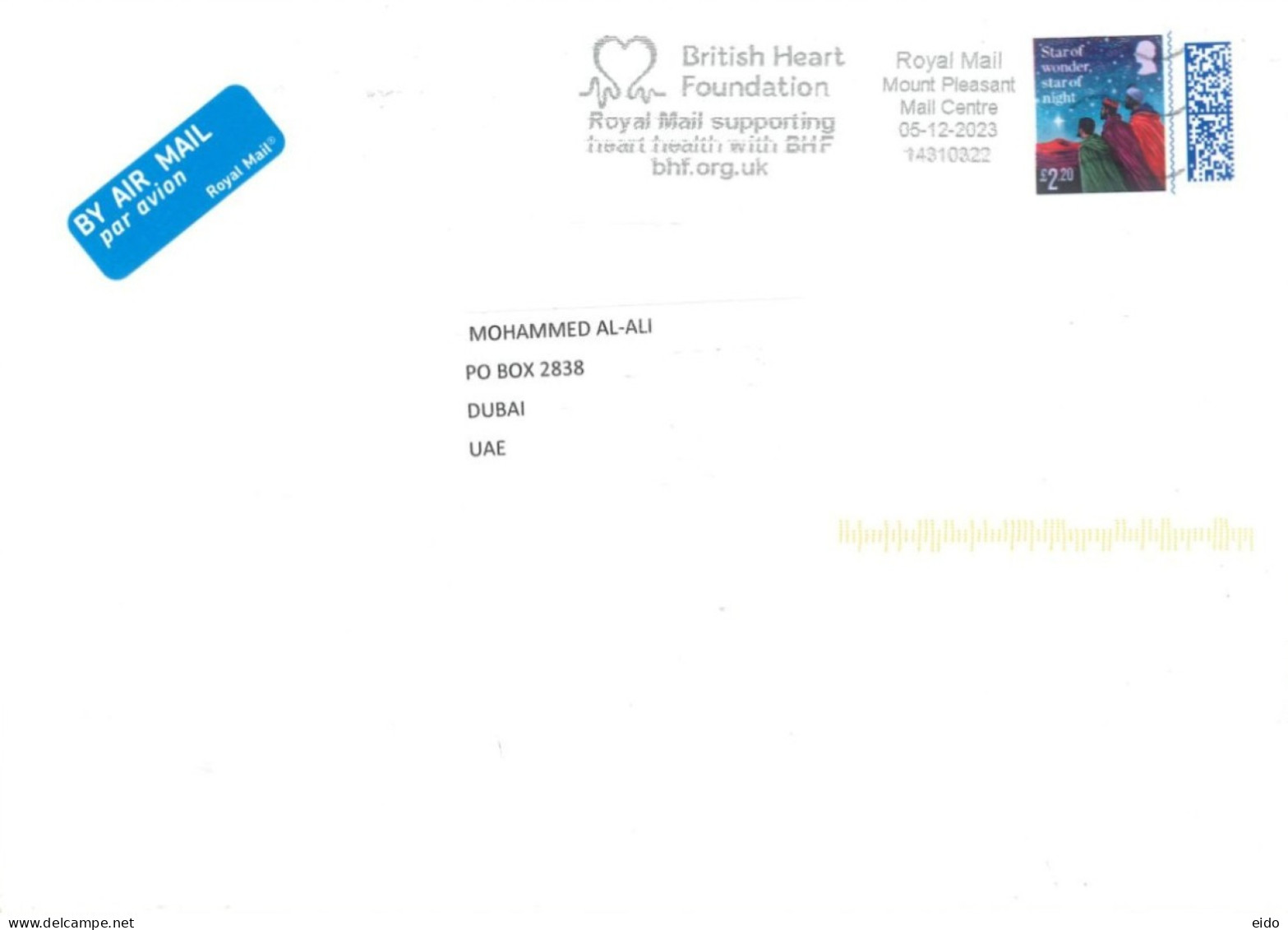 GREAT BRITAIN - 2023 - POSTAL STAMP COVER TO DUBAI. - Brieven En Documenten