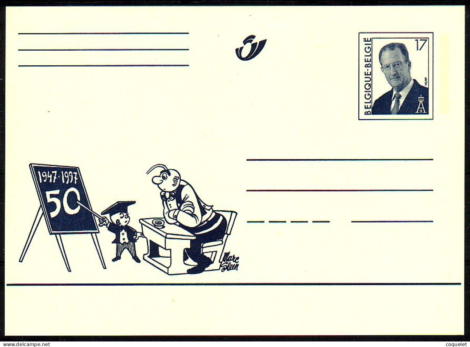 Belgique - Entiers Postaux - Cartes Illustrées N° 64 # NERON à L'école # Son Cinquantenaire 1947-1997 - Comics