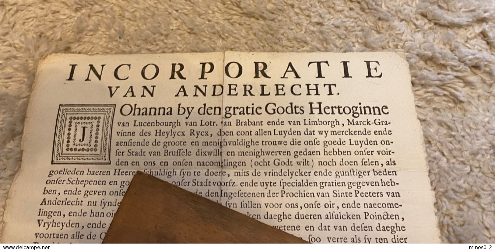 Incorporatie Van Anderlecht  Ca. 1750  Ordonnance NL - Decretos & Leyes