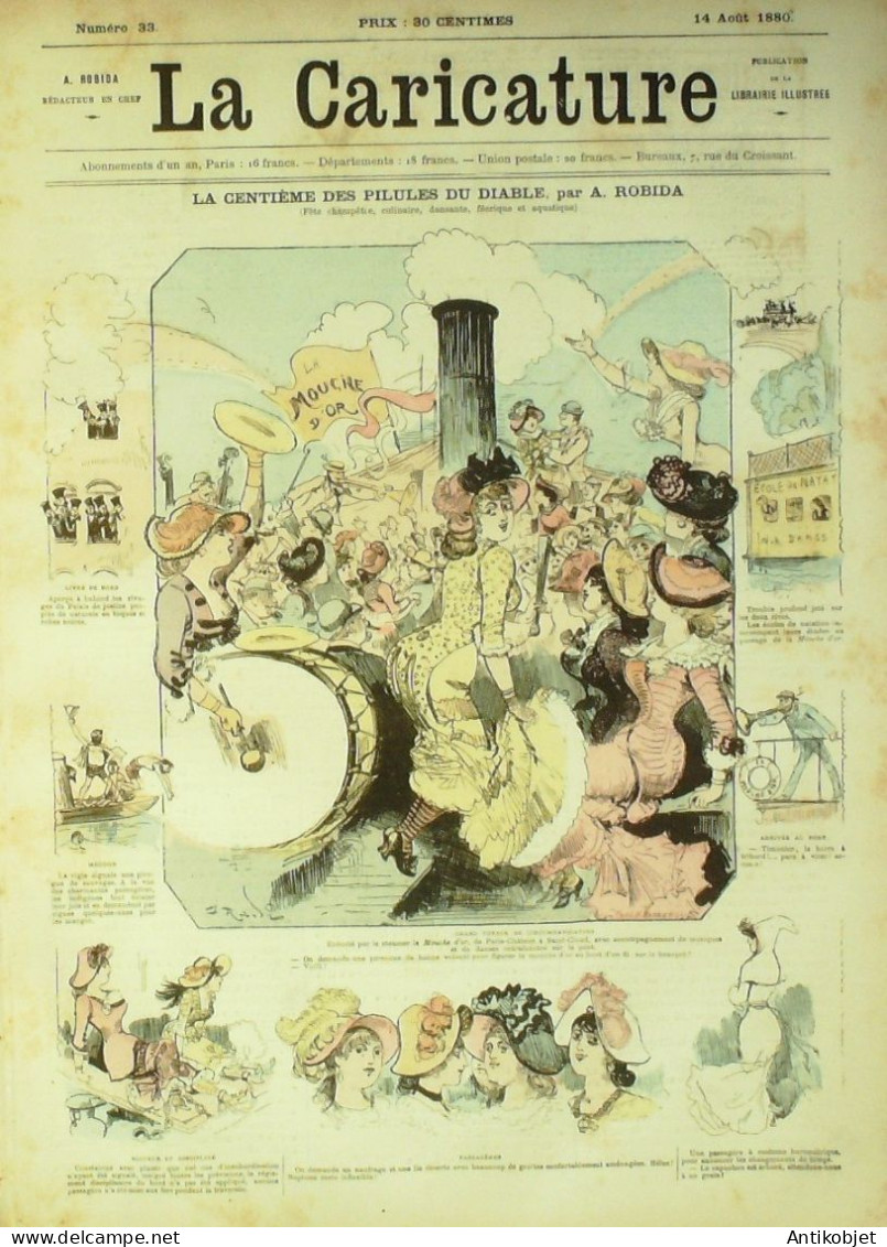 La Caricature 1880 N°  33 Les Pillules Du Diable Robida Esquisses Maritimes Gino Trick - Magazines - Before 1900