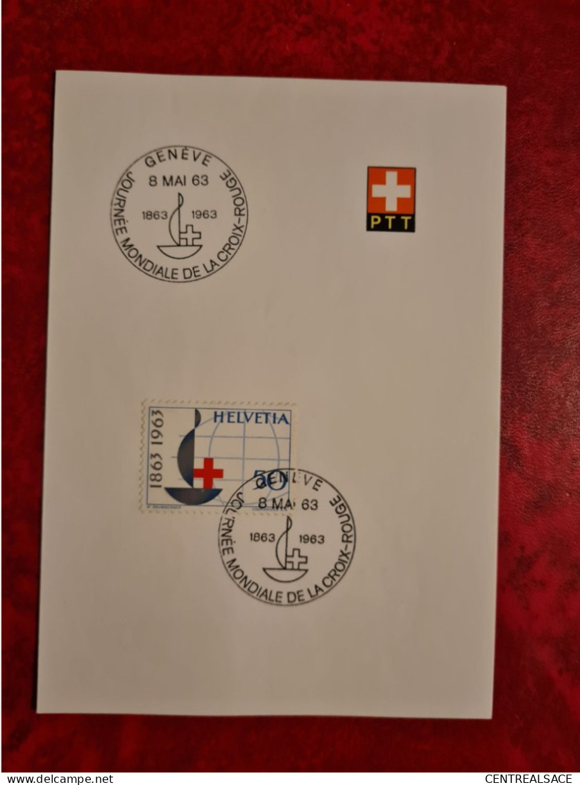 SUISSE FEUILLET JOURNEE MONDIALE DE LA CROIX ROUGE  GENEVE 1963 - Otros & Sin Clasificación