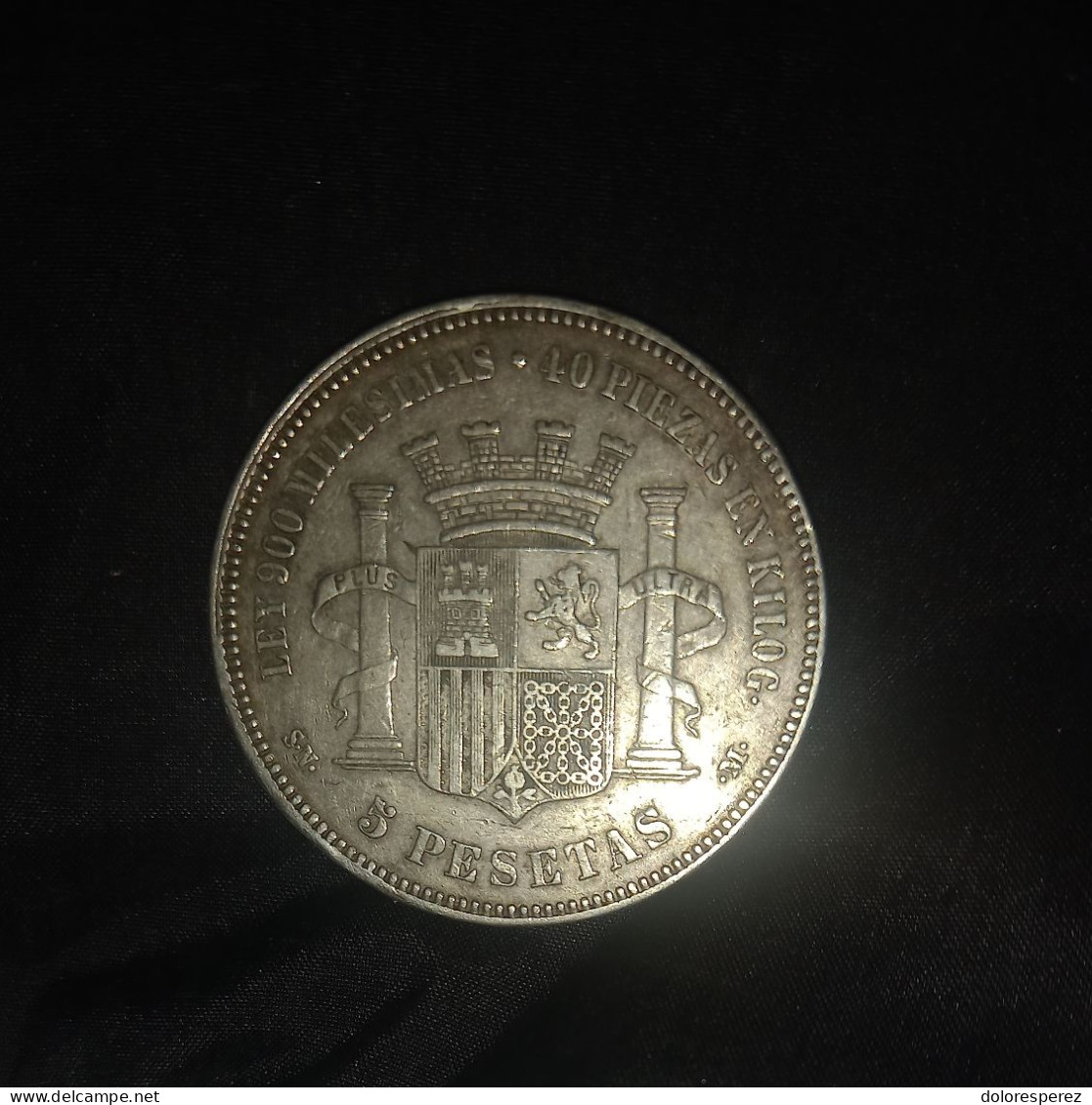 Moneda de plata " La Gloriosa " cinco pesetas,  año  1870