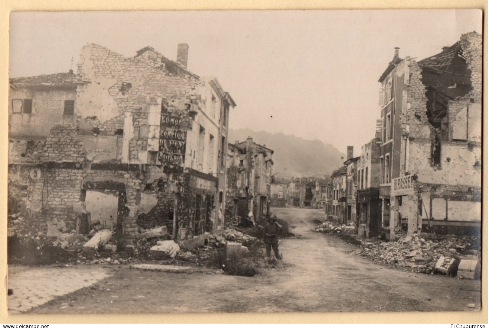 Cpa Photo Soldat Allemand Ruines Café Brasserie - Saint Mihiel Meuse Guerre 14-18 WW1 - Saint Mihiel
