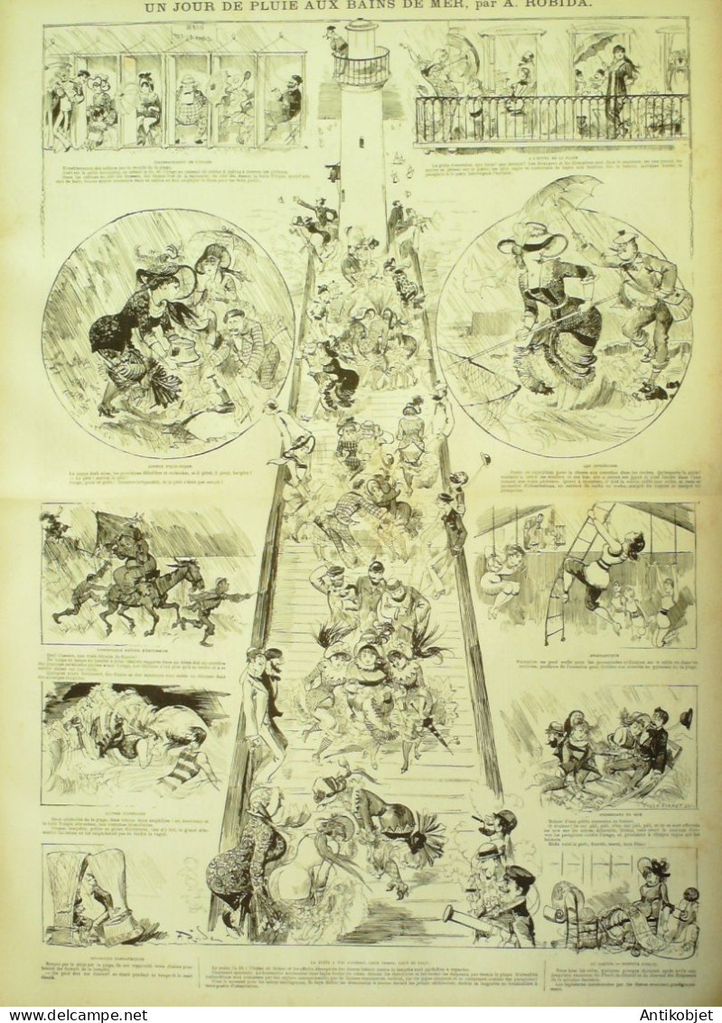 La Caricature 1880 N°  34 Sue La Plage Bains De Mer Robida Négro - Revues Anciennes - Avant 1900