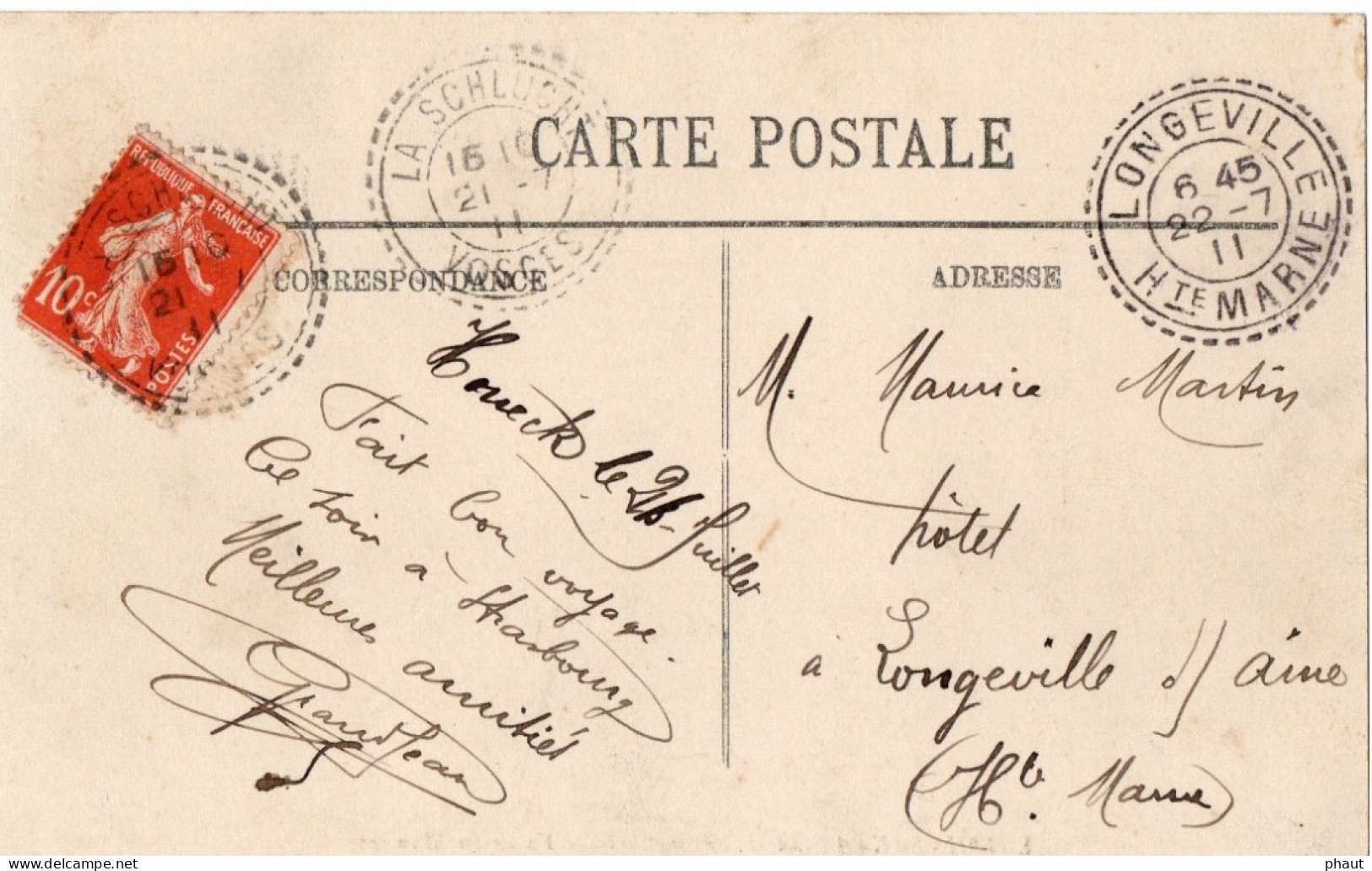 Facteur Boitier LONGEVILLE Haute Marne En Arrivée  Sur CPA - Manual Postmarks