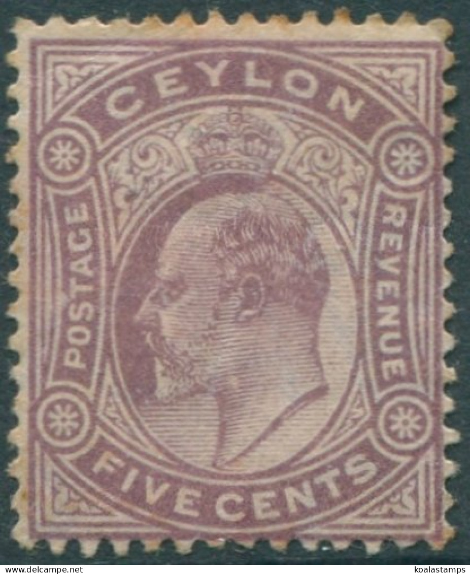 Ceylon 1904 SG280 5c Dull Purple KEVII Mult Crown CA Wmk #2 MLH (amd) - Sri Lanka (Ceylon) (1948-...)