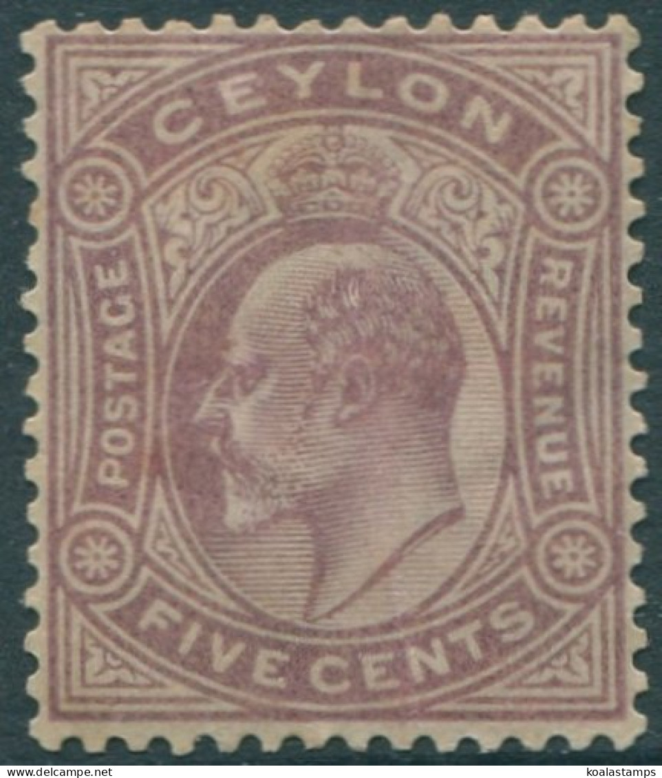 Ceylon 1903 SG268 5c Dull Purple KEVII Crown CA Wmk MH (amd) - Sri Lanka (Ceylan) (1948-...)