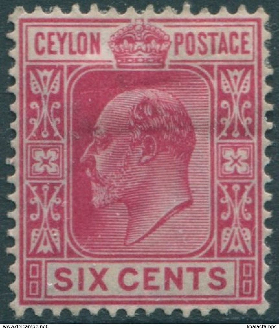 Ceylon 1904 SG281 6c Carmine KEVII Mult Crown CA Wmk MH (amd) - Sri Lanka (Ceylan) (1948-...)