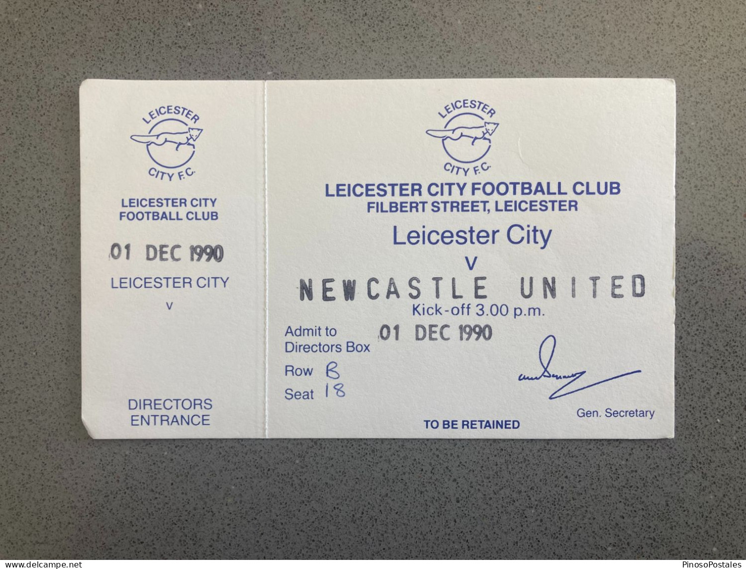 Leicester City V Newcastle United 1990-91 Match Ticket - Eintrittskarten