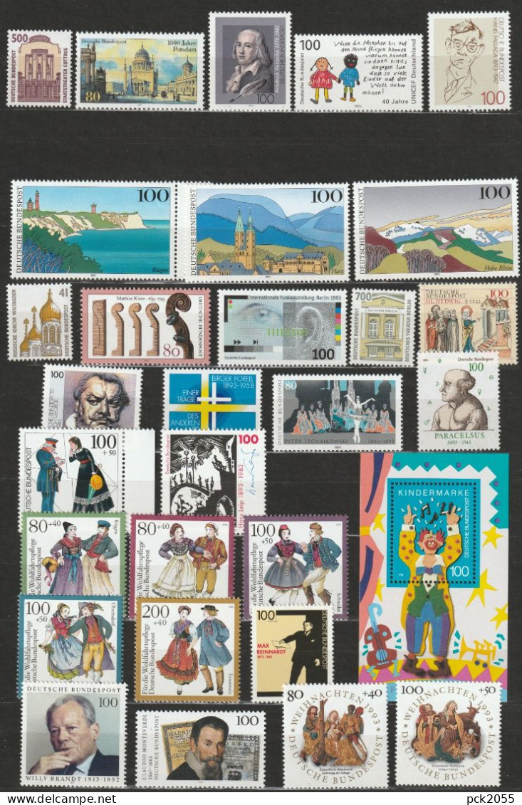 BRD Jahrgang1993 MiNr.1645 -1708 ** Postfrisch Hauptnummer Komplett  ( E 346 ) Günstige Versandkosten - Ungebraucht