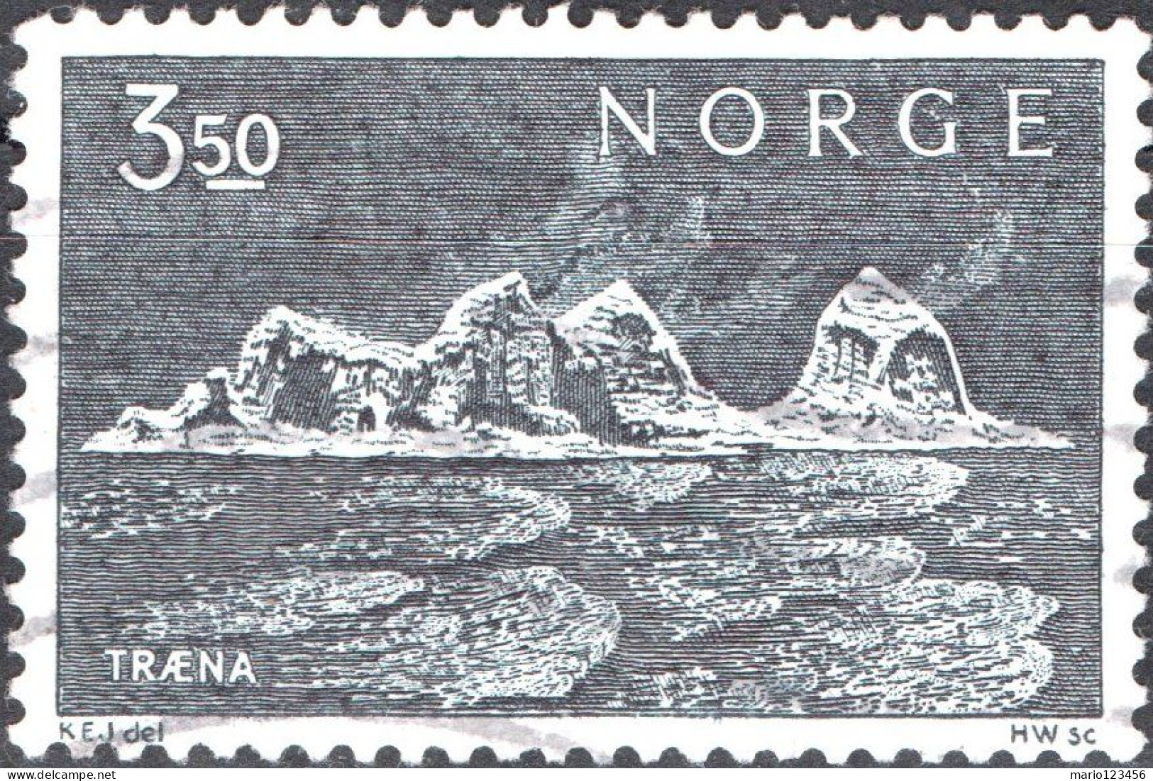 NORVEGIA, NORWAY, PAESAGGI, LANDSCAPE, 1969, USATI Mi:NO 587, Scott:NO 529, Yt:NO 542 ( - Usati