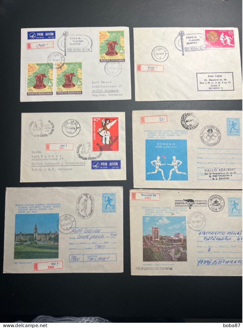 1980 MOSCOW SUMMER OLYMPICS  TORCH RELAY ROMANIA 35 RARE COVERS WITH CANCELATIONS