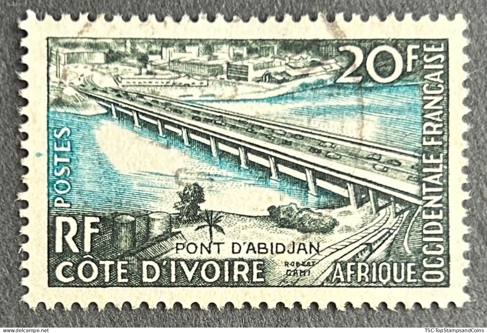 FRAWA0065U - Inauguration Of Abidjan Bridge - 20 F Used Stamp - Côte D'Ivoire - AOF - 1958 - Oblitérés