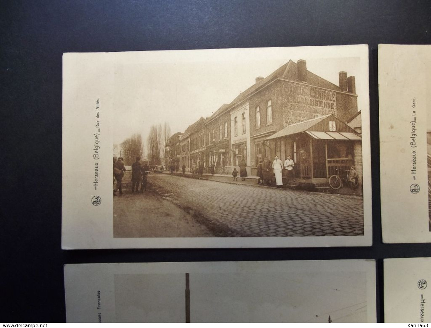 België - Belgique  Herseaux - Herzeeuw - La Gare - Monument Aux Morts Pour La Patrie Douane Rue Des Alliés  Tram - 1939 - Mouscron - Möskrön