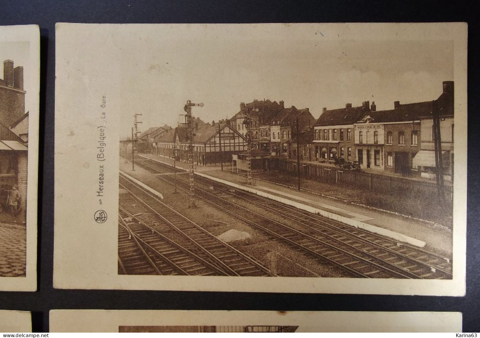 België - Belgique  Herseaux - Herzeeuw - La Gare - Monument Aux Morts Pour La Patrie Douane Rue Des Alliés  Tram - 1939 - Mouscron - Moeskroen