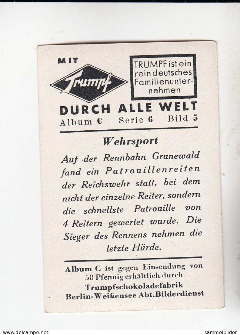 Mit Trumpf Durch Alle Welt  Wehrsport Rennbahn Grunewald Patrouillenreiten C Serie 6 # 5 Von 1934 - Zigarettenmarken