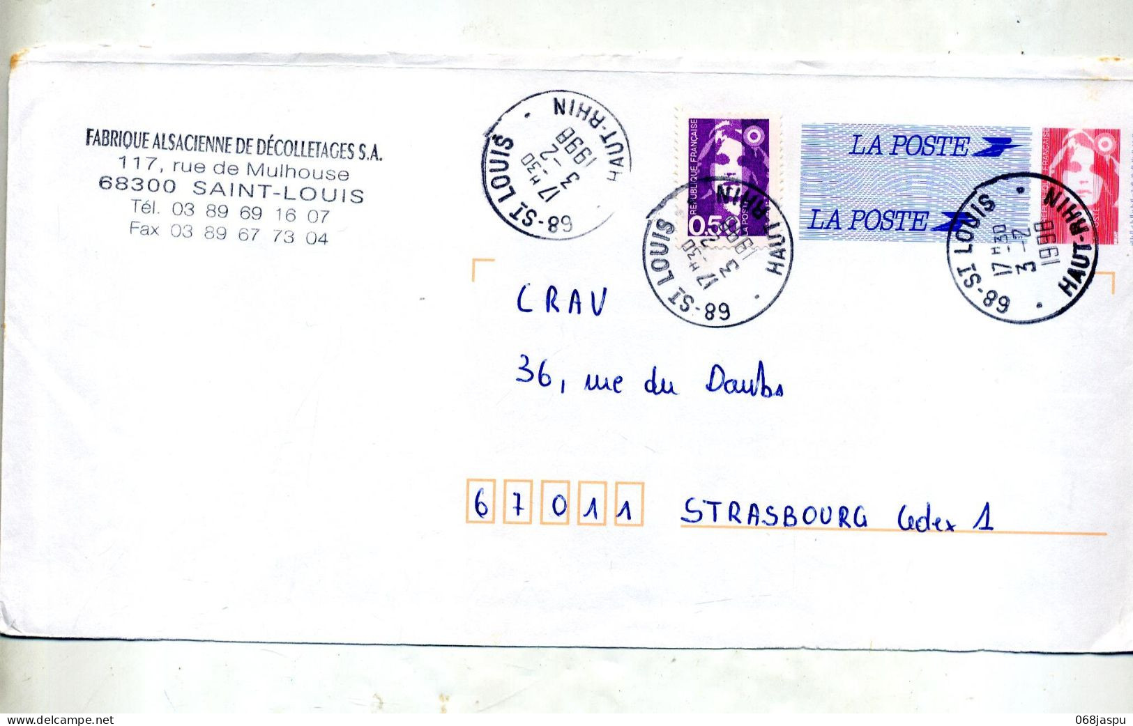 Pap  Briat + Timbre Cachet Saint Louis - PAP:  Varia (1995-...)