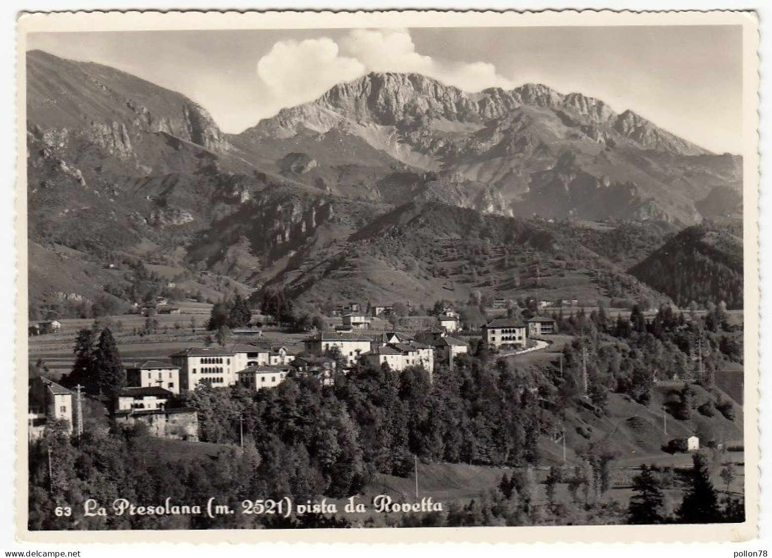 LA PRESOLANA VISTA DA ROVETTA - BERGAMO - 1957 - Bergamo