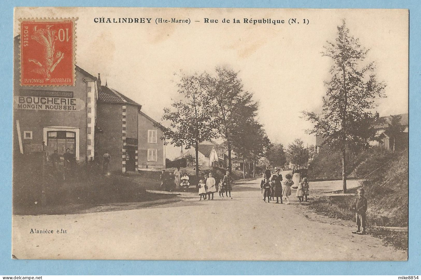 0433 CPA  CHALINDREY  (Haute-Marne) Rue De La République - BOUCHERIE MONGIN ROUSSEL ...  Animée   ++++ - Chalindrey