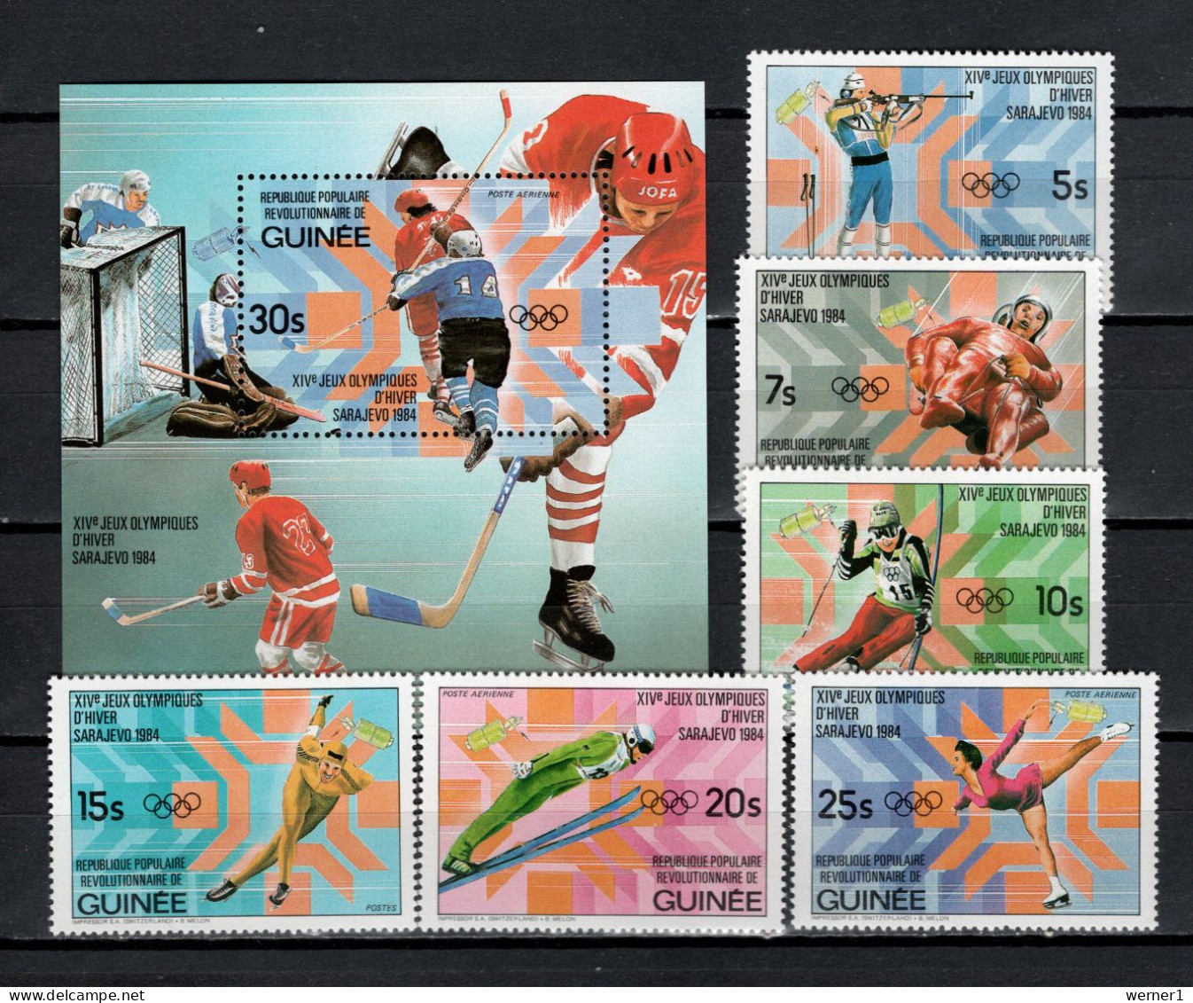 Guinea 1983 Olympic Games Sarajevo, Space Set Of 6 + S/s MNH - Invierno 1984: Sarajevo