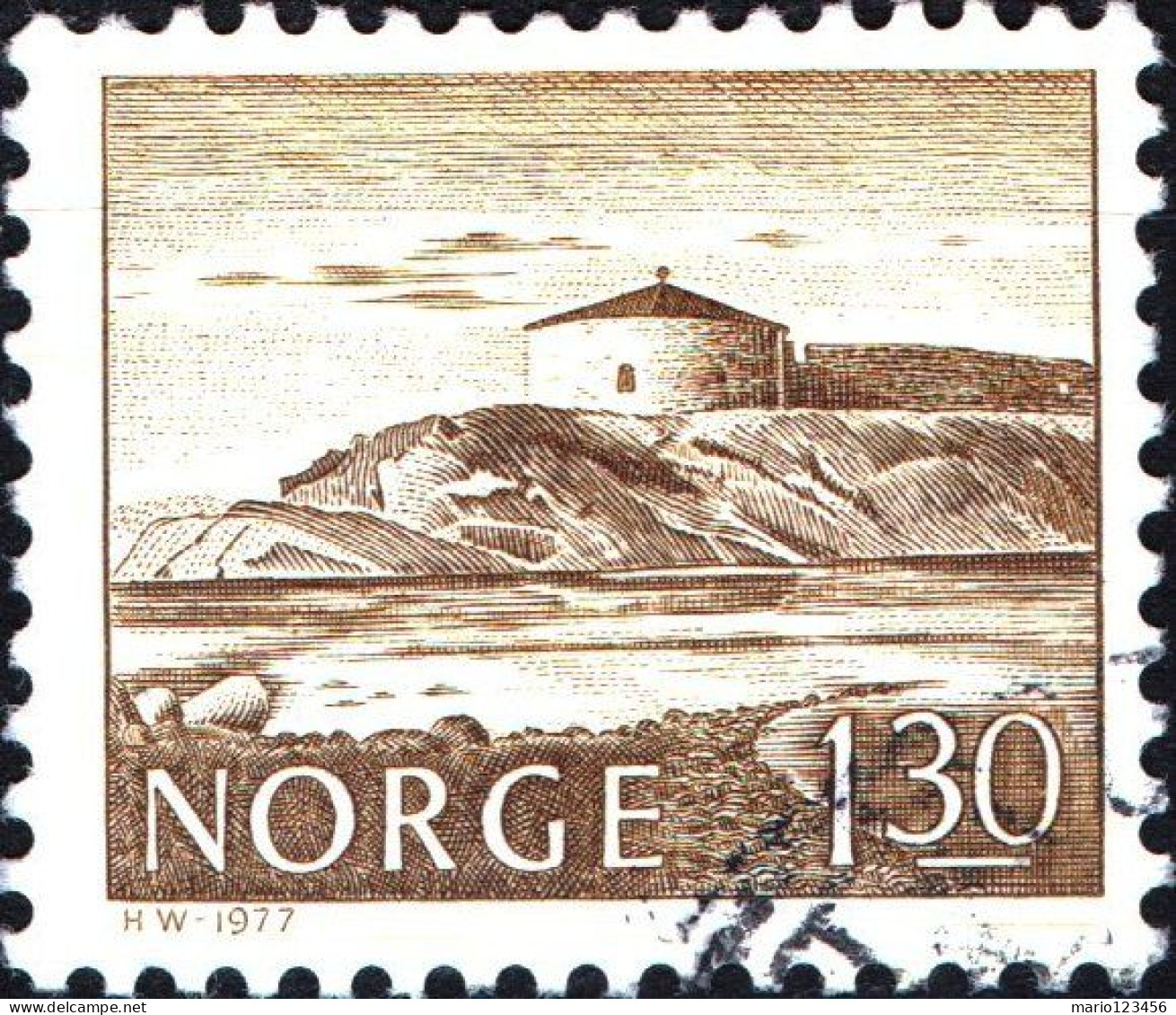 NORVEGIA, NORWAY, PAESAGGI, LANDSCAPE, 1977, USATI Mi:NO 740, Scott:NO 691, Yt:NO 696 - Usados